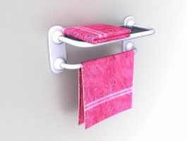 Pink towels on rack 3d model preview