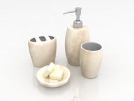 Beige marble bathroom accessory sets 3d model preview