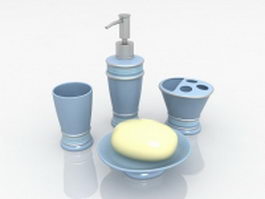 Blue resin bathroom sets and accessories 3d model preview