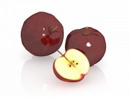 Red apples and its cross section 3d model preview