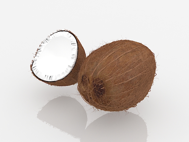 Coconut and open coconut 3d rendering