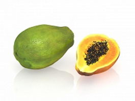 Papaya and cross section 3d model preview