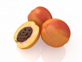 Red peaches with cross section 3d model preview