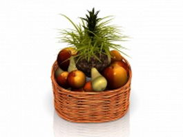 Fresh fruit basket 3d model preview