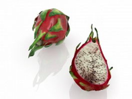 Pitahaya fruit with cross section 3d model preview