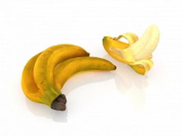 Cavendish bananas and peeled 3d model preview