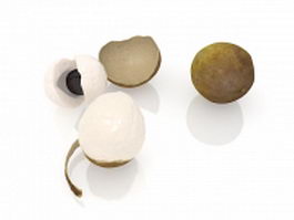 Longan fruit and peeled 3d model preview