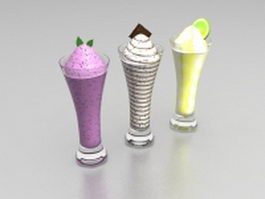 Three cups of ice cream 3d model preview