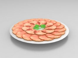 Plate of cured meats 3d model preview