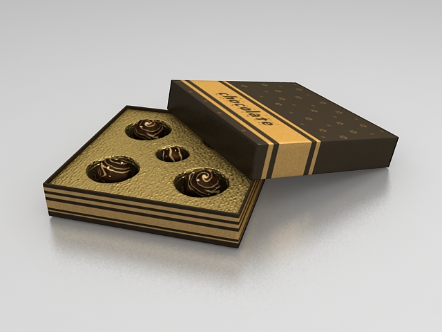 Box of chocolate balls 3d rendering