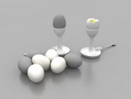 Salted egg with egg stand 3d model preview