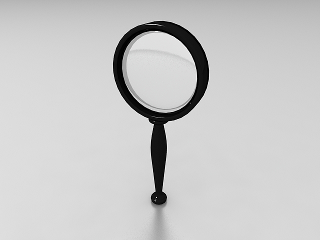 Black magnifying glass 3d rendering