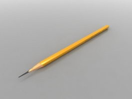 Yellow pencil 3d model preview