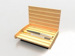 Wooden pen holder box 3d model preview