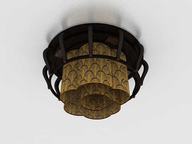 Rustic ceiling lamp 3d rendering