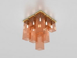 Cranberry glass column ceiling lights 3d model preview