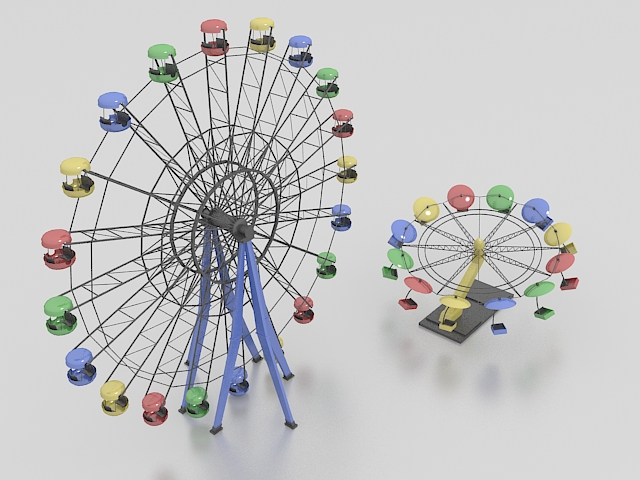 Two Ferris wheels 3d rendering