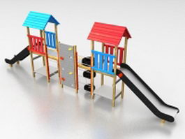 Outdoor playset with slide 3d model preview