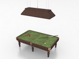 Billiard table with top lights 3d model preview