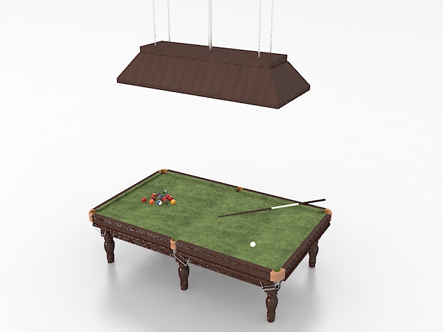 Billiard table with top lights 3d rendering