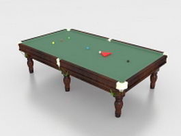 Snooker table with balls 3d model preview