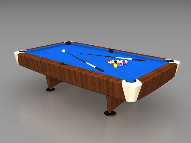 Blue pool table 3d rendering