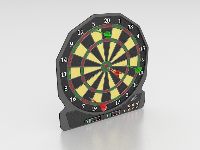 Old electronic dart board 3d rendering