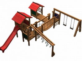Wooden swing sets and playsets 3d preview