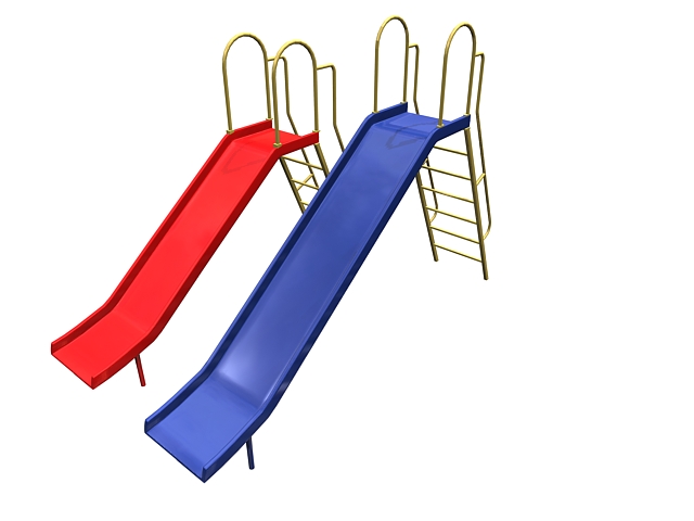 Playground slides with ladder 3d rendering