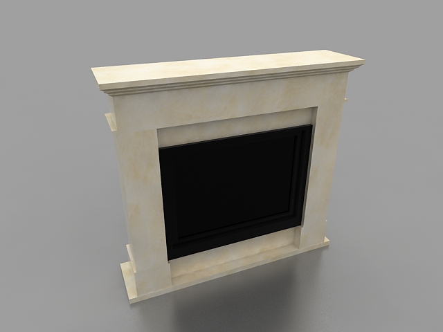 Limestone fireplace mantel 3d rendering