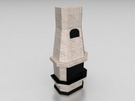 Outdoor brick fireplace 3d model preview