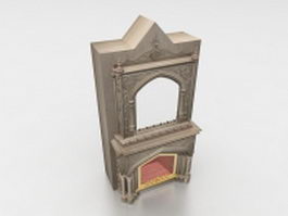 Antique fireplace mantels with mirror 3d model preview