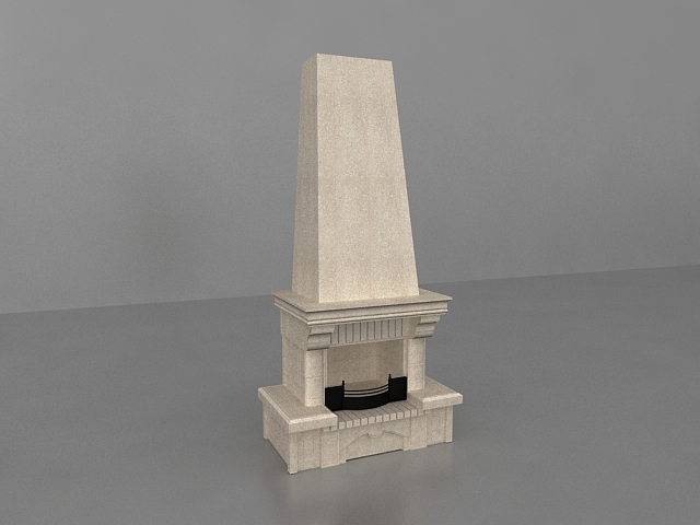 Marble stone fireplace mantels 3d rendering