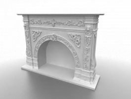 Carved stone fireplace surrounds 3d model preview
