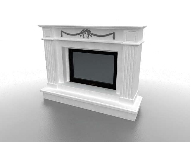 Marble gas fireplace 3d rendering