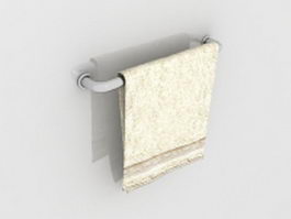 Wall mount towel bar with towel 3d model preview