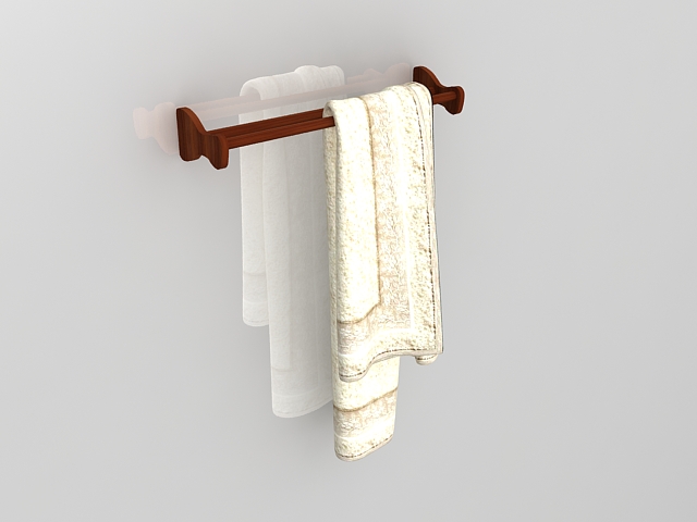 Wood towel bar 3d rendering