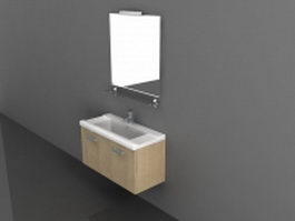 Wall mounted sink cabinet with mirror 3d model preview