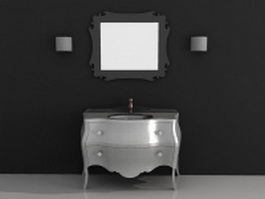 Bathroom vanity cabinet with mirror 3d model preview