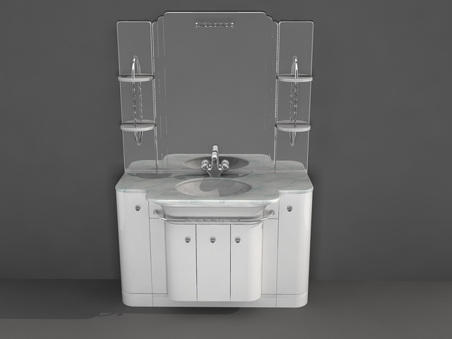 Single bathroom vanity with mirror 3d rendering