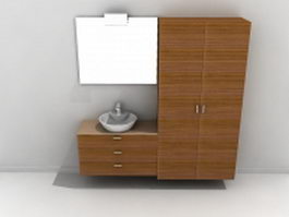 Bathroom vanity with matching linen cabinet 3d model preview