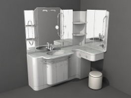 Corner bathroom vanity set 3d model preview