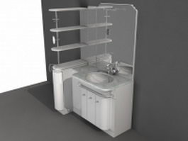Bathroom vanity with shelves on top 3d model preview