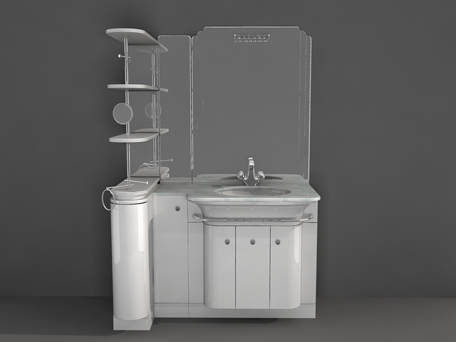 Bathroom vanity with shelves on top 3d rendering