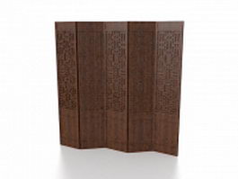 Wood room divider panels 3d model preview