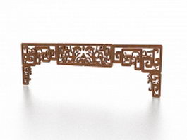 Carved wooden room partition panel 3d preview