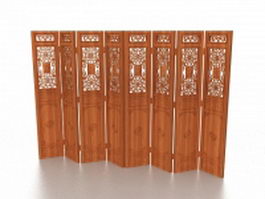 Wood folding screen room divider 3d model preview