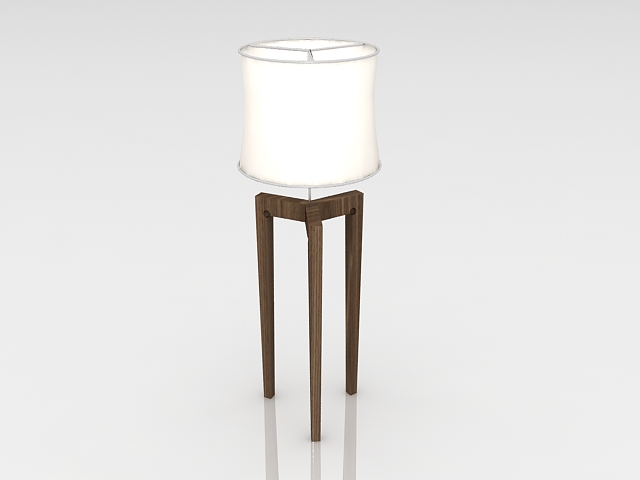 Triangular wooden floor lamp 3d rendering
