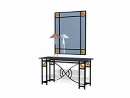 Metal vanity table with mirror 3d preview