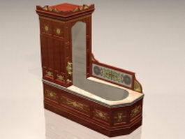 Vintage bathtub with cabinet 3d model preview